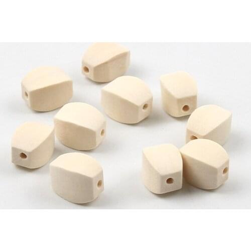 30PCS Wood Color Wooden Beads DIY Cubic Loose Beads Production Creative Handmade Jewelry Accessories 9x13mm