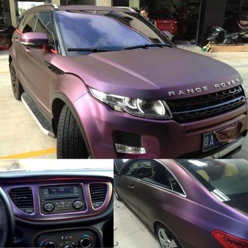 AuMoHall 3D Carbon Fiber Purple Chameleon Car Body Decals Vinyl Wrap Sticker Roll 1.52M x 15M/18M/20M