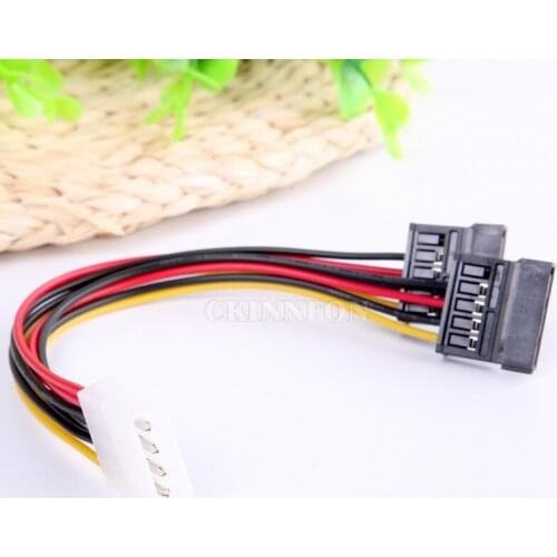 500Pcs/Lot 4 Pin IDE to 2 of 15 Pin Serial ATA SATA HDD Power Adapter Cable