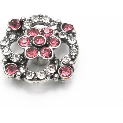 6pcs/lot Alloy Flower Snap Buttons Crystal Snap Charms Fit 18mm DIY Ginger Snap Bracelets Replaceab Button Jewelry