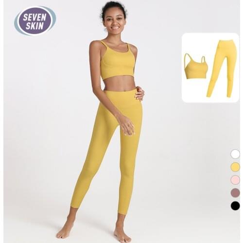 SEVEN SKIN Seamless Naked-Feel Yoga Set Women High Waist Leggings Sports Bra Gym Fitness Suit for Yoga Clothes Workout Sportwear