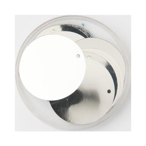 60g Large Round Sequins 50mm PVC Flat Paillette Decoration Side Hole For Dancing Dress Crafts Kids DIY Accessory Silver Spangles