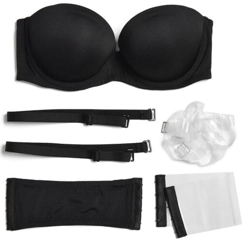 Hot Selling Women Sexy Push Up Bra Double Padded Invisible Strapless Bras Adjusted Convertible Straps 1/2 Cups Wire Backless