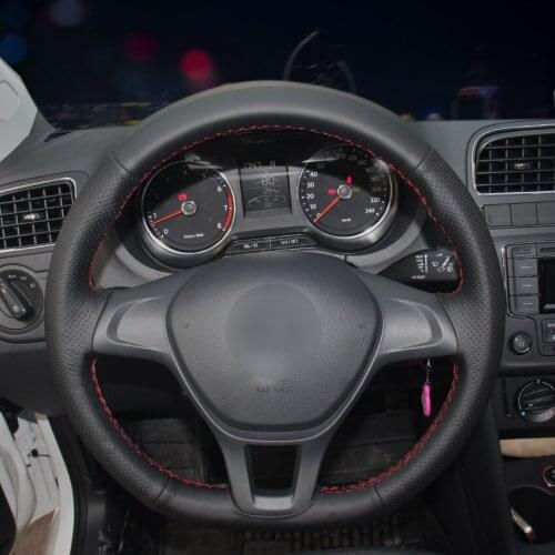 Black Artificial Leather Car Steering Wheel Cover for Volkswagen VW Golf 7 Mk7 New Polo Passat B8 Tiguan Sharan Jetta