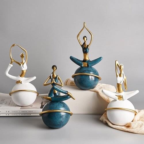 Nordic Style Home Decor Modern Minimalist Creative Resin Yoga Girl Ornaments Ceramics Furnishing Abstract Figures Small Crafts