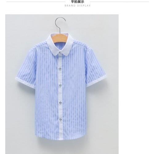 DHL 8 pieces / wholesale boys shirts Summer childrens clothing kids short sleeve shirts with collar tie lovely beard baby shirt