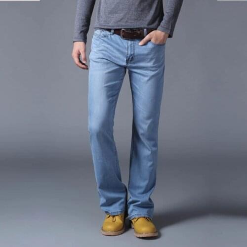 Jeans Men Summer Mens New Mens Denim Pants Trousers Slim Stretch Korean Tide Denim Micro Flare Pants More Sizes 28-34
