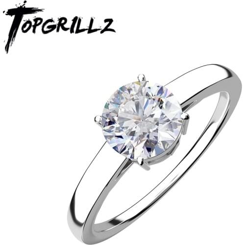 TOPGRILLZ 2021 New 1ct D Color VVS1 Moissanite Rings Classic style Round Cut Ring Wedding Engagement Anniversary Ring For Women