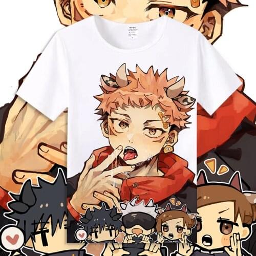 Jujutsu Kaisen Cosplay T Shirt Itadori Yuji Fushiguro Megumi Cartoon Print Summer T-Shirt Anime Casual Top Tee tshirt Costume