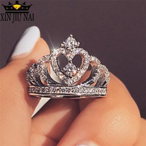 Crown ring Zircon rose gold color heart ring for women jewelryCreate wedding engagement party accessories for fashion women
