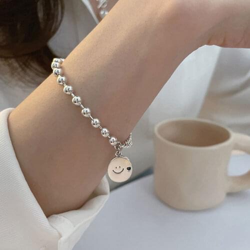 Korean Smiley Face Pure Silver Honey Bracelet Girl Simple Ins Niche Design 2021 New Cold Style Hand Accessories