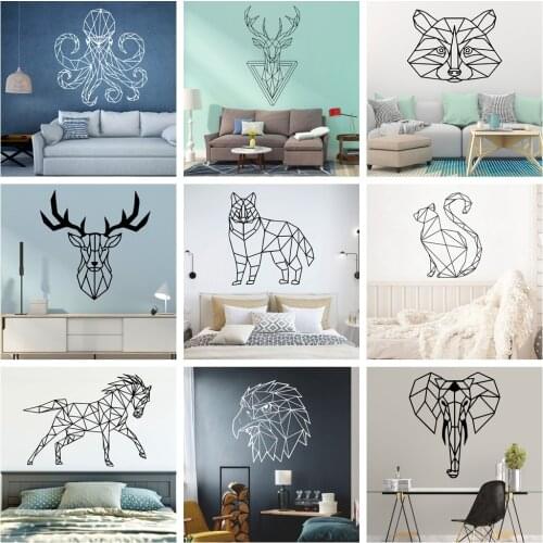 Creative Geometry of the animal Wall Art Sticker Modern Wall Decals For Kids Room Vinyl Stickers Living Room Company Mural