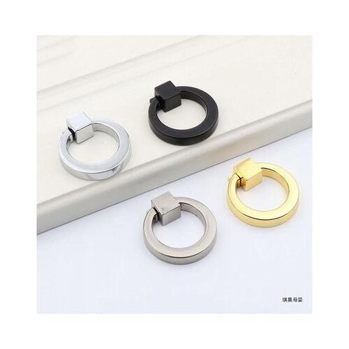 43mm Circle Handles Color Gold Silver Black Ring Zinc Alloy Door Handles Pull Cabinet Drawer Knobs For Furniture Hardware