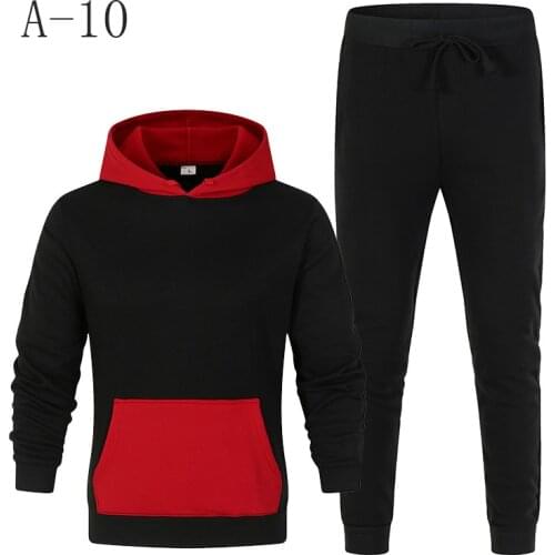 2020 Tracksuit Men Fashion Mens Sportswear Color Splice Hoodie Vetement Homme Jogging Homme Tracksuit 2-Piece Hooded Sweatshirt
