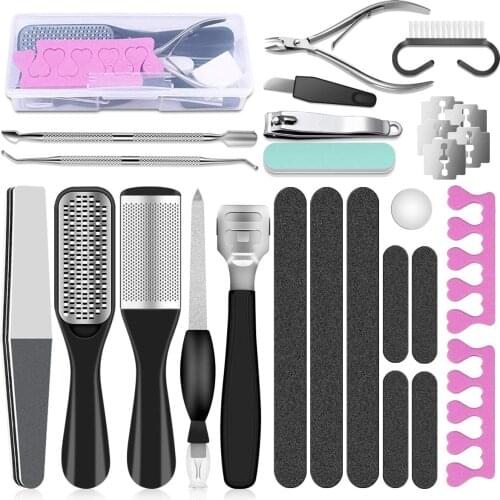 Professional Pedicure Tools Set, 23 in 1 Stainless Steel Foot Care Kit Foot Rasp Dead Skin Remover Pedicure Kit for Women Salon