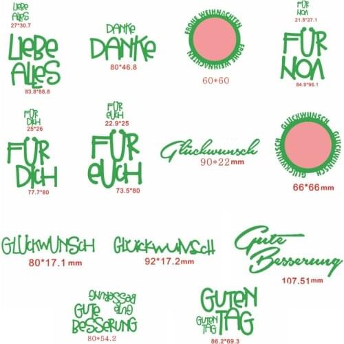 German Phrases+Words Die Cuts For Card Making Various German Phrases+Words dies scrapbooking metal cutting dies new 2019