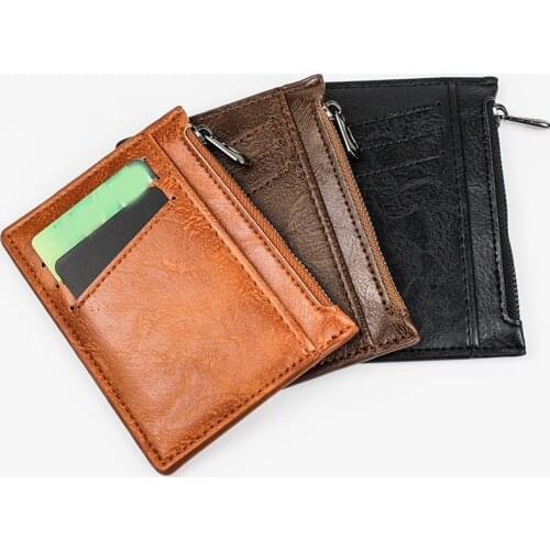 Solid Color Coin Purse Fashion Creative Zipper Coin Purse Card Holder Pu Leather Multifunctional Card Holder For Boyfriend