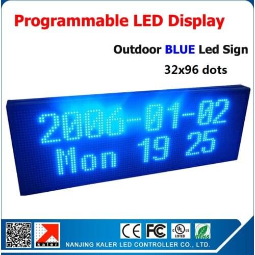 P10 Outdoor DIP / SMD 32X96dots 4scan Blue 105x41x9cm Led Scrolling Text Signboard Display Screen
