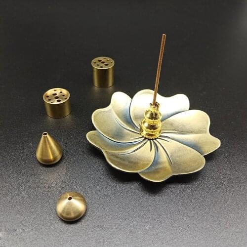 Nine Holes Incense Sticks Incense Base Metal Cone Censer Copper 2 In 1 Set Backflow Incense Burner Coil Incense Stove