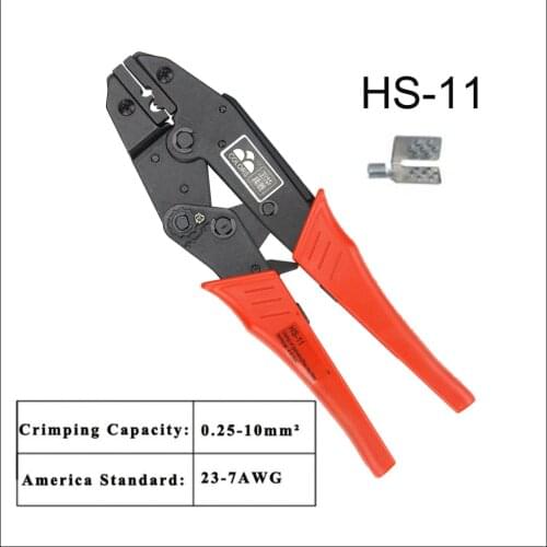 Plier HS-11 RATCHET CRIMPING PLIER EUROPEAN STYLE 11-10AWG Hand tools Special pipe clamp Clamp of galvanothermy film terminal