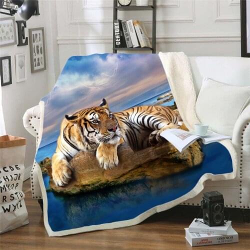 Tiger/lion 3D Bedding Outlet good quality Blanket Sherpa Blanket Plush Velvet Warm Sheet Cartoon Office Nap Blanket style -001