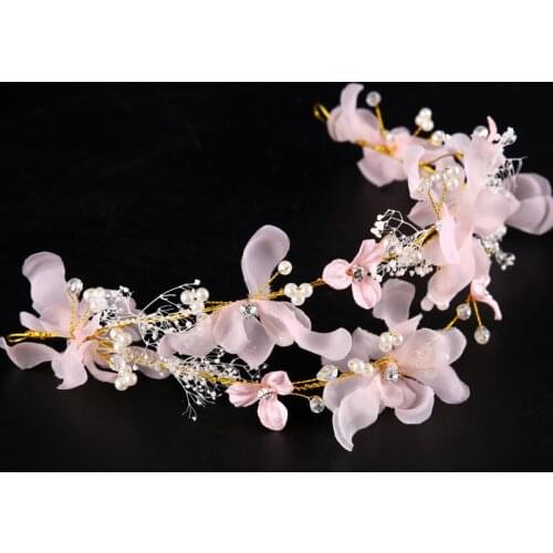 Pink Fabric Hair Band Bridal Headdress Handmade Hair Band Jewelry Wedding Headband Accessories Bridal Jewelry