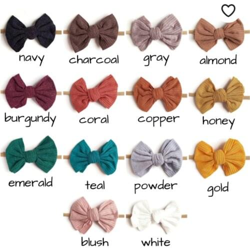 1pcs New fashion Big Messy Knitted Bows Nylon Headbands Toddler Infants Girls Knot Bows Hair Tie Hairbands Hair Accessories