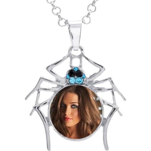Button necklaces pendants for dye sublimation spider necklaces pendant jewelry for women heat tranfer printing consumable