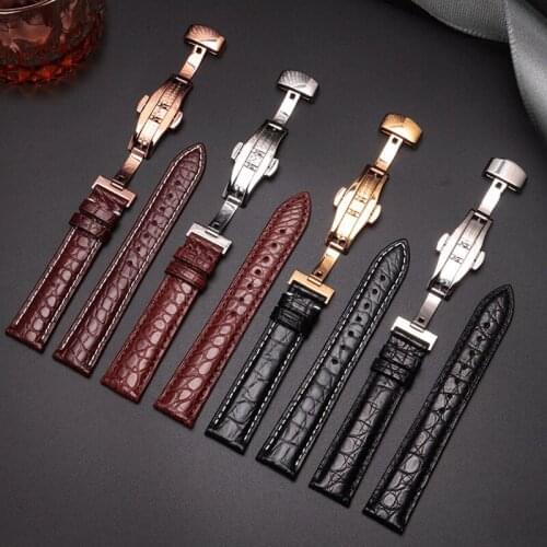 Crocodile Leather watch band 20 22mm black brown bracelet Replacement strap for Samsung Galaxy Watch Gear Sport S4 S3 S2