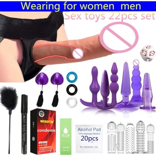 Strap On Realistic Dildos penis Vibrator Adult Games Sex Toys Penis Sleeve Enlarger Extender Cock Ring For Woman Lesbian men