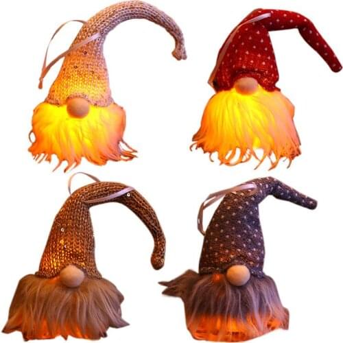 Christmas Gnome Faceless Handmade LED Glow Light up Merry Christmas Hanging Decor For Natal Navidad Gift Happy New Year 2022