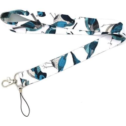 Animal Blue Bird Neck Strap Keychain Lanyards For Key Chain USB Gym ID Card Badge Keyring DIY Hang Rope Mobile Phone Accessories