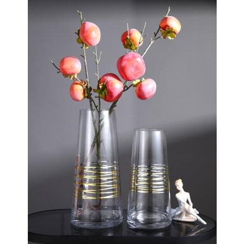 Glass Vase Home Decor Gold Nordic Modern Living Room Decoration Light Luxury Vase For Flowers Transparent Flower Terrarium