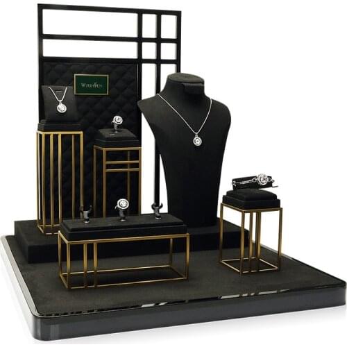 Jewelry display stand new high-end factory direct sale necklace ring metal microfiber window jewelry prop rack