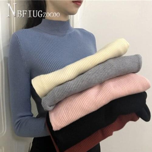 2020 Autumn Popular Pullover Women Sweater Korean Slim Knitting Female Bottoming Sweaters