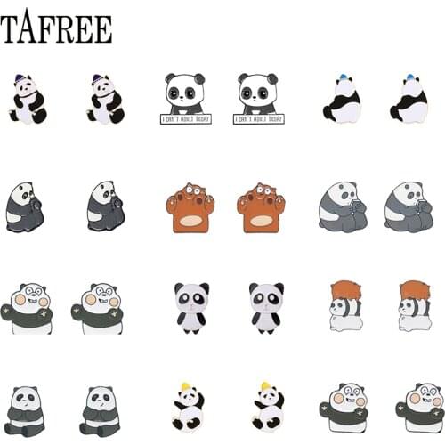 TAFREE Panda Variety Shape Epoxy Clip Taste Earrings New Acrylic Ear Clip Jewelry Lady Earring Ear Clip Gift