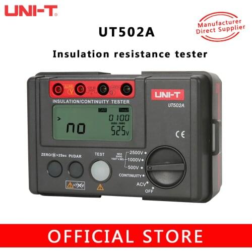 UNI-T UT502A Insulation Resistance Tester Megohmmeter Voltage Multimeter DC 500V 1000V 2500V AC 30V-600V Red Gray