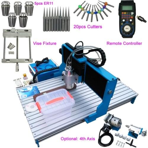 USB 1.5KW 2.2KW 4 Axis 6090 CNC Engraving Machine Linear Guide Rail Wood Router with MACH3 Remote Wireless Controller