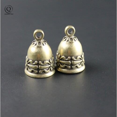 Vintage Bell Tibetan Exorcism Bells Pure Brass European Armor Style Bells Car Keychain Pendant Jewelry Men Keyring For Pet Bells