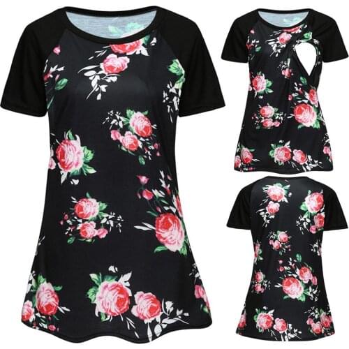 Ladies pregnant women short sleeve comfortable layered breastfeeding tops T-shirt maternity dress maternity dress summer