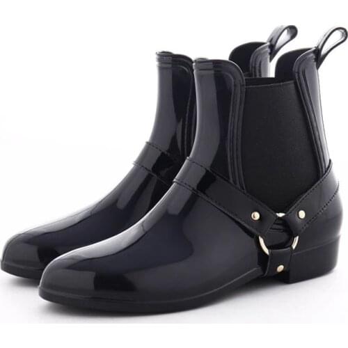 Non-slip Women Short Rain Boots Kitchen Cleaning Work Waterproof Rainshoes Rubber Shoes Ankle Fashion Boots Tide Shoes Rainboots