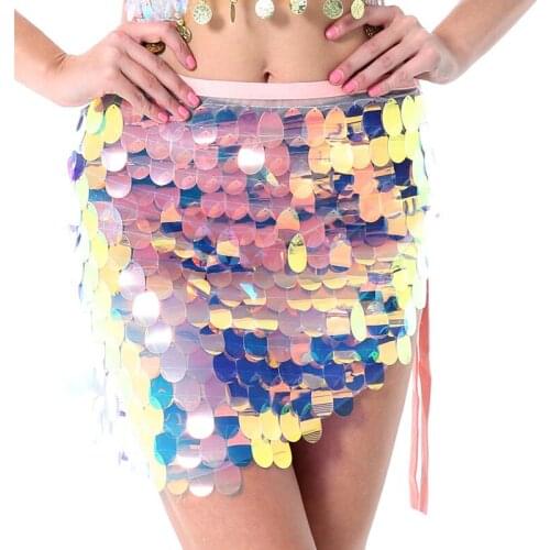 Women Belly dance Hip Scarf Costume Sequin Short Belt Shinning Belly Dance Belt Dancing Accessories Waistband Performance wear