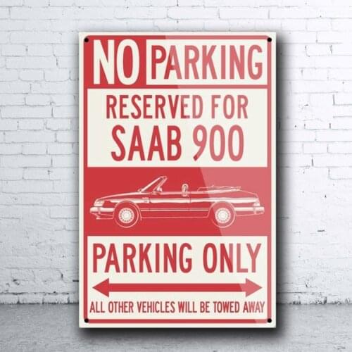 Saab 900 Turbo Convertible Reserved Parking Only Sign Vintage Metal Tin Sign Retro Tin Plate Sign Wall Art Decor Poster