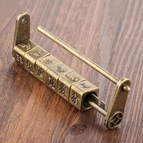 1PC Antique Password Padlock Jewelry Wooden Box Lock for Suitcase Drawer Cabinet Door Hardware Locks Chinese Word Pattern