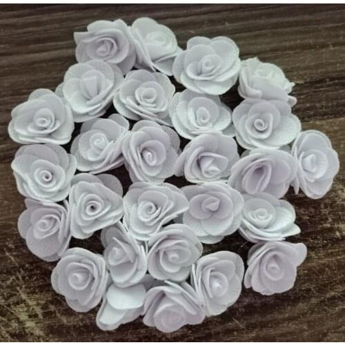20Pieces/Bag White Rose Handmade 3.5CM Fabric Rose Cotton Cloth Flower Hand DIY Wedding Bouquet Material Girl Hair Accessories