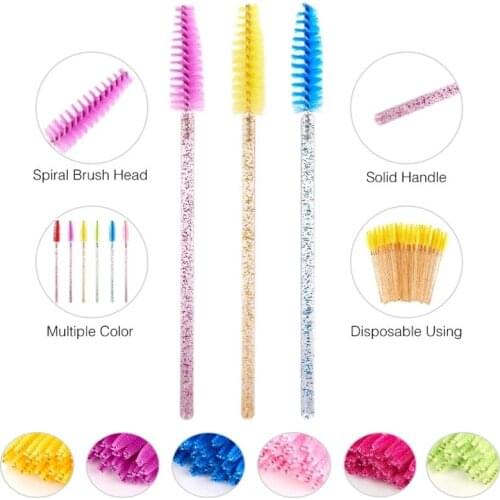 200pcs/lot Eyelash Spoolie Brushes Disposable Crystal Handle Makeup Brush Comb Mascara Eye Lash Extension Wands Makeup Tools