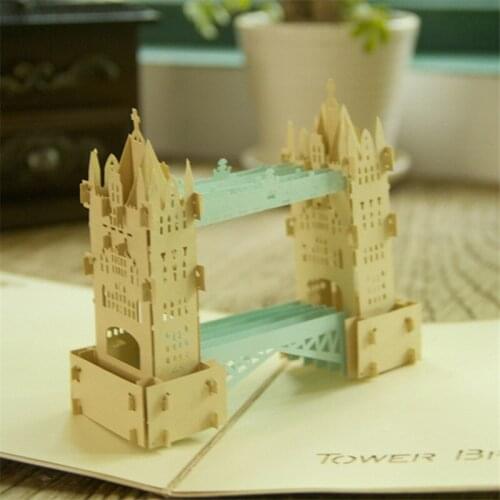 3D vintage colck laser cut pop up paper Holiday handmade post cards custom creative greeting cards CD091