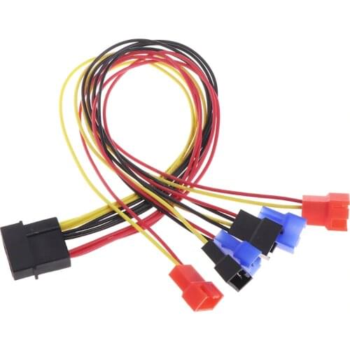 1 Set 4-Pin IDE Molex To 6-Port Cooling Fan 2-Pin Splitter Power PC DIY Adapter Cable High Quality