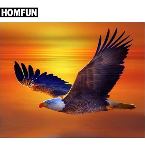 HOMFUN 5D Diamond Pattern Rhinestone Needlework Diy Diamond Painting Cross Stitch "Animal Eagle" Diamond Embroidery A06212