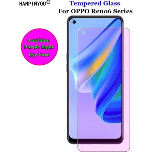 For OPPO Reno6 Reno 6 5G 6.43" Clear / Anti blue Purple Light Ray Eye Care Tempered Glass 9H 2.5D Premium Screen Protector Film